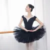 Bühnenkleidung Professionelle Leistung Ballett Schwanensee Tutu Weiß Schwarz Elastische Taille Erwachsene Ballerina Hard Mesh Tüll Rock Tutus mit Slip