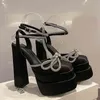 2022 Nouvelle Mode Femmes Bowknot Pompes Rétro Mary Janes Talons Chunky Sandales Printemps Plate-Forme Robe De Soirée De Mariage Femme Sandales Y220409