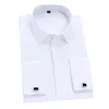 Camisas de vestir con puños franceses para hombres Camisa de manga larga para trabajo social de negocios sin hierro Formal para hombres Camisa blanca sólida con gemelos