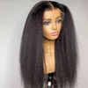 Naturlig mjuk svart yaki rak hår peruk för kvinnor linje kinky lång afro värmebeständig fiber 220622