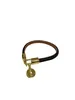 Dropship Fashion Classic Flat Brown brand designer Leather Bracelet for women and men Metal Lock Head Charm Bracelets earrings bracelets suit with box