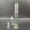 10 pouces vert trois couches de tuyau d'eau en verre bong filtre narguilé bécher bong 14mm bol
