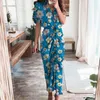 Casual Dresses Turn-Down Collar Short Sleeve Draped Maxi Dress Floral Print Single Breasted Shirt Elegant Women's For Women 2022Casual