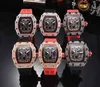 7A + 2020 nowe męskie modne sportowe zegarki lśniące zegarki ze stali nierdzewnej diamentowy mrożony zegarek wszystkie tarcze praca chronograf gumowy pasek R-męski zegar