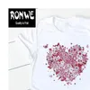 Pink Heart Flower Print Women Casual Funny T Shirt 90s Lady Yong Girl Drop Ship Pkt-894