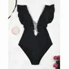 Ruffle Women Sexy One Pieces Swimsuit Swimwear Female High Cut Brazilian Bather Monokini Bathing Suit Beachwear 220505