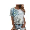 T-shirt de rue pour femmes, T-shirt de couleur avec un beau haut imprimé Floral, motif abstrait imprimé en 3d, confortable et