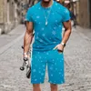Erkeklerin Trailtsits Erkekler Erkekler Tişört Seti Kış Kar Tanesi Deseni Komik O Boyun Harajuku Gündelik Yaz Plajı Kıyafet Spor Giyim Kısa
