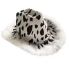 Berets Cowboy Feather Hat Milk Print Felt Western Women Props Party Costume Cosplay Carnival Headwear Fas X4Z7Berets