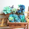 Plantes succulentes bleues artificielles, décoration de jardin de maison, petit bonsaï de bureau, accessoires d'arrangement floral, Plante Artificielle