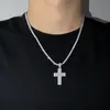 Partihandel Small Cross Pendant Classic Men Women Micro Pave 5A Cubic Zirconia CZ Hip Hop Par Smycken