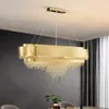 Lustre Moderno Lâmpada de Cozinha Sala de Jantar Decoração de Casa Luminária de Suspensão Retângulo Luminária Luxo Brilho Dourado