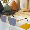 Klasik Kare Tutum Güneş Gözlüğü Metal Altın Çerçeve Kahverengi Gradyan Lens 11 Kanıt Metal Gözlükleri Yeniden Yapım İkonik Stil Erkekler Z15087735