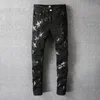 Męskie dżinsy dla facetów RIP Slim Fit Pantny Plaste Star Patches Nosząc motocyklowy dżins