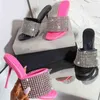 Moda-Kadın Sandalet Katı Yüksek Topuklu Kristal Bling Bayanlar Ayakkabı Seksi Ince Topuklu Moda Yaz Kayma Kadın Pompaları Parti Ayakkabı