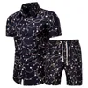メンズトラックスーツハワイメンズセット服2022夏の短袖シャツショーツ2ピーススーツファッション男性カジュアルビーチの服