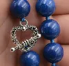 Chaînes 12mm Naturel Lapis Lazuli Gems Perles Collier 16-25 '' Tibétain Argent Amour FermoirChaînes