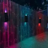 Decorazione Luci da giardino solari RGB Lampada da parete impermeabile che cambia colore Regalo di Natale Illuminazione solare per scale di recinzione del passaggio pedonale