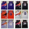 Maglie da basket retrò 34 Charles 13 Steve Barkley Nash Pantaloncini in jersey hot cuciti Striscia bianca Arancione Nero 1993-94 1996-97