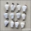 Pendant Necklaces Pendants Jewelry Natural White Turquoises Stone Carved Angel For Necklace Making Wholes Dhbxk