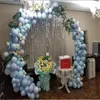 Decorazione per feste Rotonda in metallo con arco in ferro, fondale per matrimoni, decorazioni per compleanni, mensola per palloncini con fiori artificiali