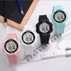 Moda Mulheres assiste Digital 5bar Silicone à prova d'água Almear luminoso despertador Ladies Wristwatch Girls Relogio feminino