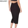 Beaukey sexy azul meados bezerro hl lápis de bandage saia longa bodycon mulheres split estragável atacado xl vermelho s 220322