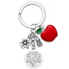 Prix de gros Porte-clés en acier inoxydable Pendentif Journée des enseignants Saint-Valentin Anniversaire Porte-clés Accessoires cadeaux 6 styles de haute qualité