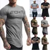 Mode homme t-shirt hommes hauts été Fitness musculation vêtements Muscle hommes chemises coton Slim Fit t-shirts 220421