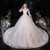 Other Wedding Dresses 2022 Chinese Style High Neck Three Quarter Dress Beautiful Lace Flower Plus Size Up Vestido De NoivaOther