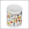 Party Favor Event Supplies Festive Home Garden Nouvelle Tirelire Personnalisée Blanc Sublimation Tirelire Diy Céramique Coin Storage Can Kid Ch