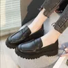 Vår kvinnlig brittisk stil skor ny tjock-soled college casual loafers äkta läder mode skor tjejer
