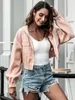 Foridol Casual Culture Jacket Manteau Femmes Automne 2022 Sépeear Oversize Fermeture à glissière Rose Tops à capuche courte