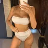 Damska Stroje Kąpielowe Sexy Bring Bez Ramiączek Wysokiej Talii Bikini Zestaw Kobiet Czarny Bandeau Swimsuit Kobiety Dwuczęściowe Kitching Kąpiel