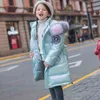 Fashion Down Jacket For Girl Warm Child Parka Real Colored Fur Collar Thicken Outerwear Winter Clothing Teenager 5-16 Jr Snowsuit J220718