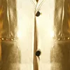 Männer Shiny Gold 2 Stück Anzüge Blazer Hosen Terno Masculino Mode Party DJ Club Kleid Smoking Anzug Männer Bühne sängerin Kleidung 220815