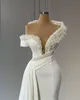 Simple Robe De Mariée Sirène Une Épaule Perle Paillettes À Manches Courtes Robe Applique Robe De Mariée Pour Les Femmes Robe De Soirée