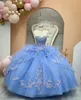 Королевское голубое платье Quinceanera 2023 Возлюбленная шерпка с кружевными аппликациями с блестками бусинки бух