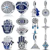 925 Sterling Zilver Dangle Charm Evil Eyes Kralen Kleur Fatima Hand Hamsa Bead Fit Charms Armband Diy Sieraden Accessoires