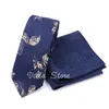 Papillon floreale in cotone da 6 cm Set cravatta Rosso Blu Rosa Nero Navy Solido fazzoletto da taschino Uomo Skinny Festa nuziale Cravatta Accessorio regalo Fiocco