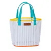 PVC Stripe Printing Portable Cosmetic Bag Women's Fashion Large Capacity Washing Beach Bag 220625
