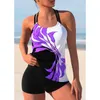 Women's Swimwear Women Sexy Swimsuit Floral Print Two Pieces Tankini Loose Summer Beachwear Fashionable Butterfly SwimsuitWomen's