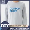 Männer T Shirt Benutzerdefinierte Drucken Fügen Sie Ihren Druck Oder Männliche Casual Langarm T-shirt Tops Baumwolle T-shirts Hemd DIY männer Einzigartige Shirts 220609