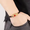 Charm Bracelets Feng Shui PIXIU Bracelet Round Natural Gemstone Braided Leather Rope Women Fashion Stainless Steel JewelryCharm