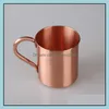 Mugs Drinkware Kitchen Dining Bar Home Garden Pure Copper Mug Cup 420 ml Öl Hållbar handgrip Resan Anpassad logotyp Stödd Drop Deliv