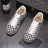 Marka Moda erkek Rahat Ayakkabılar Germuss Elmas Rhinestones El Yapımı Dantel-up İş Siyah Beyaz Loafer'lar Rahat Nefes Yürüyüş Sneaker