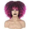 10Colors kvinnors korta lolita peruker syntetiska afro kinky lockiga bangs cosplay naturliga hårstrån peruk