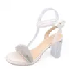 Sandalen pompen vrouwen schoenen luxe parel ketting hoge hakken fee -stijl Franse kristallen dikke hakken sandaal dame 220704
