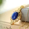 Chains Lapis Lazuli Retro Court Style Light Luxury Geometric Necklaces Ancient Gold Craftsmanship Exquisite Pendant Ladies JewelryChains Ell