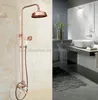Zestawy prysznicowe w łazience Antique czerwona miedziana 8 -calowa kran głowicy podwójne uchwyty Mikser Skut z ręcznie opryskiwaczem KRG544BATHroom